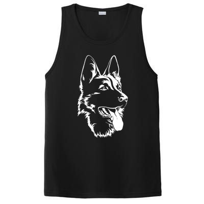 Dog Silhouette Sitting Gift Ger Shepherd Gift PosiCharge Competitor Tank