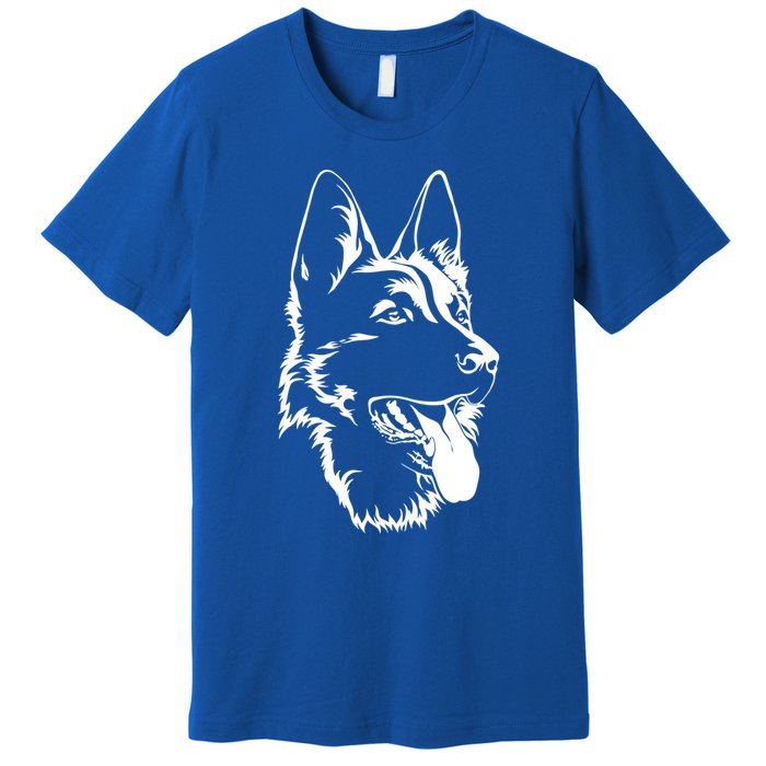 Dog Silhouette Sitting Gift Ger Shepherd Gift Premium T-Shirt