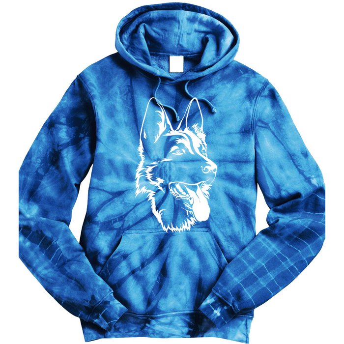 Dog Silhouette Sitting Gift Ger Shepherd Gift Tie Dye Hoodie