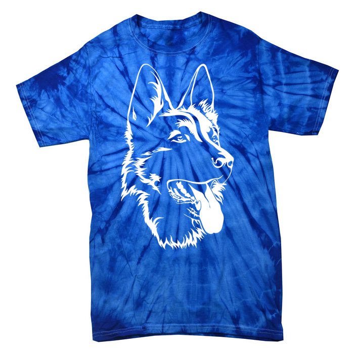 Dog Silhouette Sitting Gift Ger Shepherd Gift Tie-Dye T-Shirt