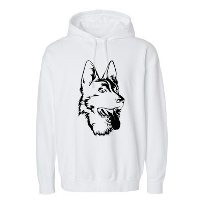 Dog Silhouette Sitting Gift Ger Shepherd Gift Garment-Dyed Fleece Hoodie