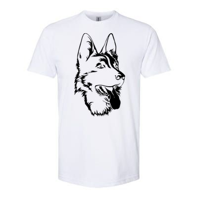 Dog Silhouette Sitting Gift Ger Shepherd Gift Softstyle CVC T-Shirt