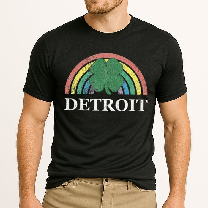 Detroit Shamrock St. Patrick's Day Rainbow Saint Paddy's Cooling Performance Crew T-Shirt