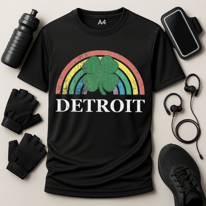 Detroit Shamrock St. Patrick's Day Rainbow Saint Paddy's Cooling Performance Crew T-Shirt