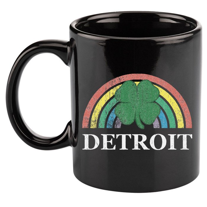 Detroit Shamrock St. Patrick's Day Rainbow Saint Paddy's 11oz C Handle Ceramic Mug
