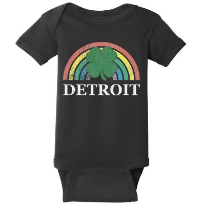 Detroit Shamrock St. Patrick's Day Rainbow Saint Paddy's Baby Bodysuit