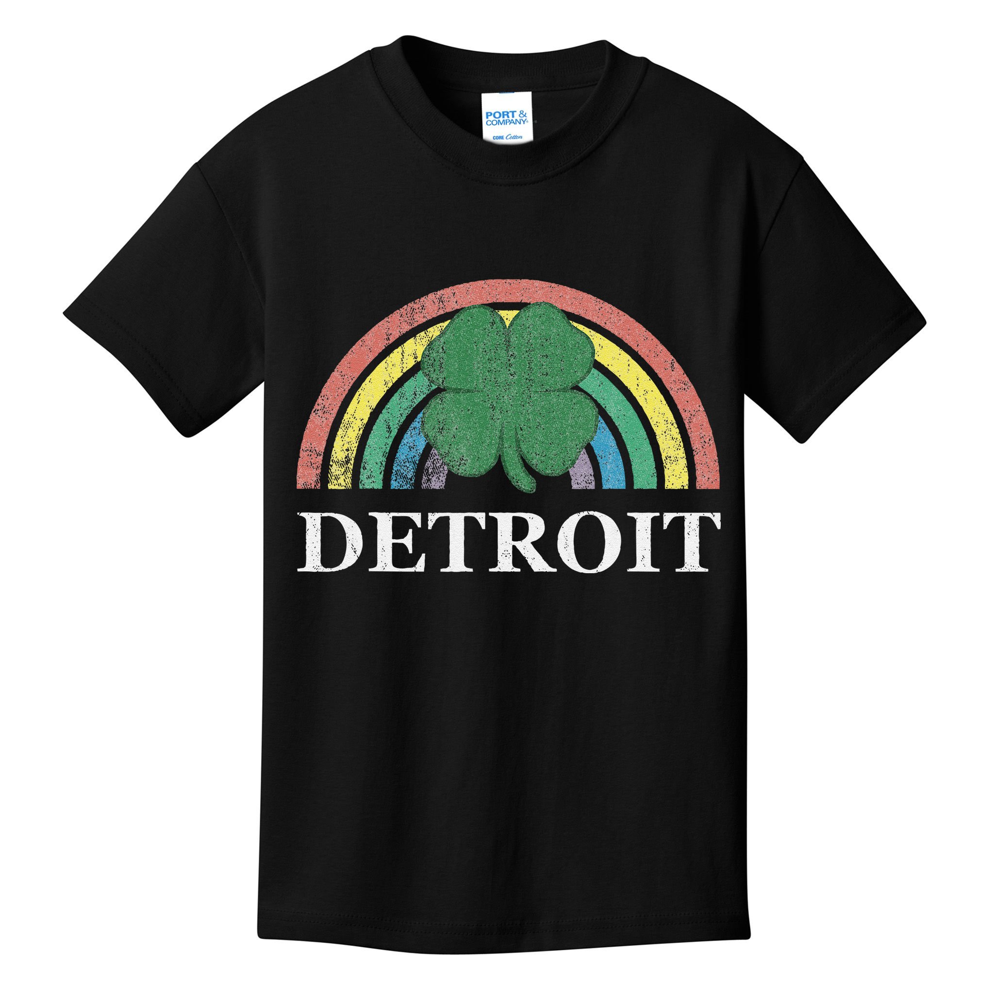 Detroit Shamrock St. Patrick's Day Rainbow Saint Paddy's Kids T-Shirt