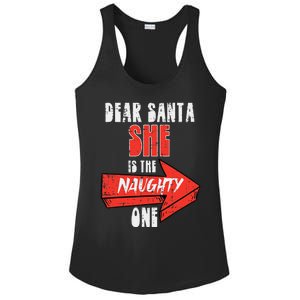 Dear Santa She Is The Naughty One Funny Christmas Couple Funny Ladies PosiCharge Competitor Racerback Tank