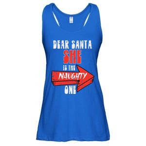 Dear Santa She Is The Naughty One Funny Christmas Couple Funny Ladies Essential Flowy Tank