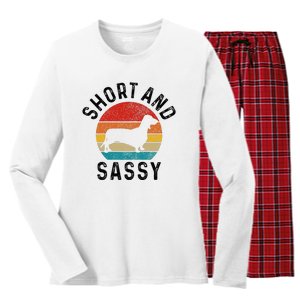 Dachshund Short & Sassy Wiener Dog Doxie Mom Funny Cute Gift Women's Long Sleeve Flannel Pajama Set 