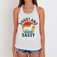 Dachshund Short & Sassy Wiener Dog Doxie Mom Funny Cute Gift Women's Knotted Racerback Tank