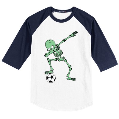 Dabbing Skeleton Soccer Halloween Dab Baseball Sleeve Shirt