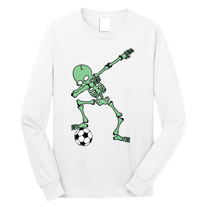 Dabbing Skeleton Soccer Halloween Dab Long Sleeve Shirt