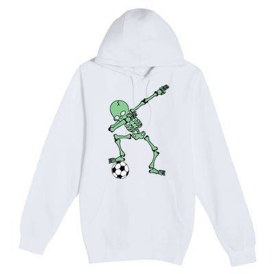 Dabbing Skeleton Soccer Halloween Dab Premium Pullover Hoodie