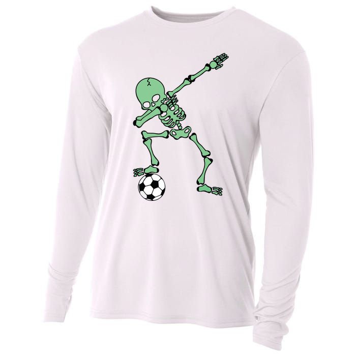 Dabbing Skeleton Soccer Halloween Dab Cooling Performance Long Sleeve Crew