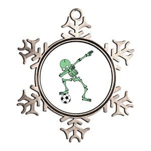 Dabbing Skeleton Soccer Halloween Dab Metallic Star Ornament