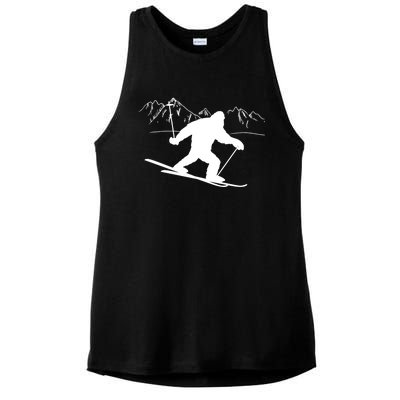 Downhill Snow Skiing Bigfoot Ski Winter Sports Alpine Gift Ladies PosiCharge Tri-Blend Wicking Tank