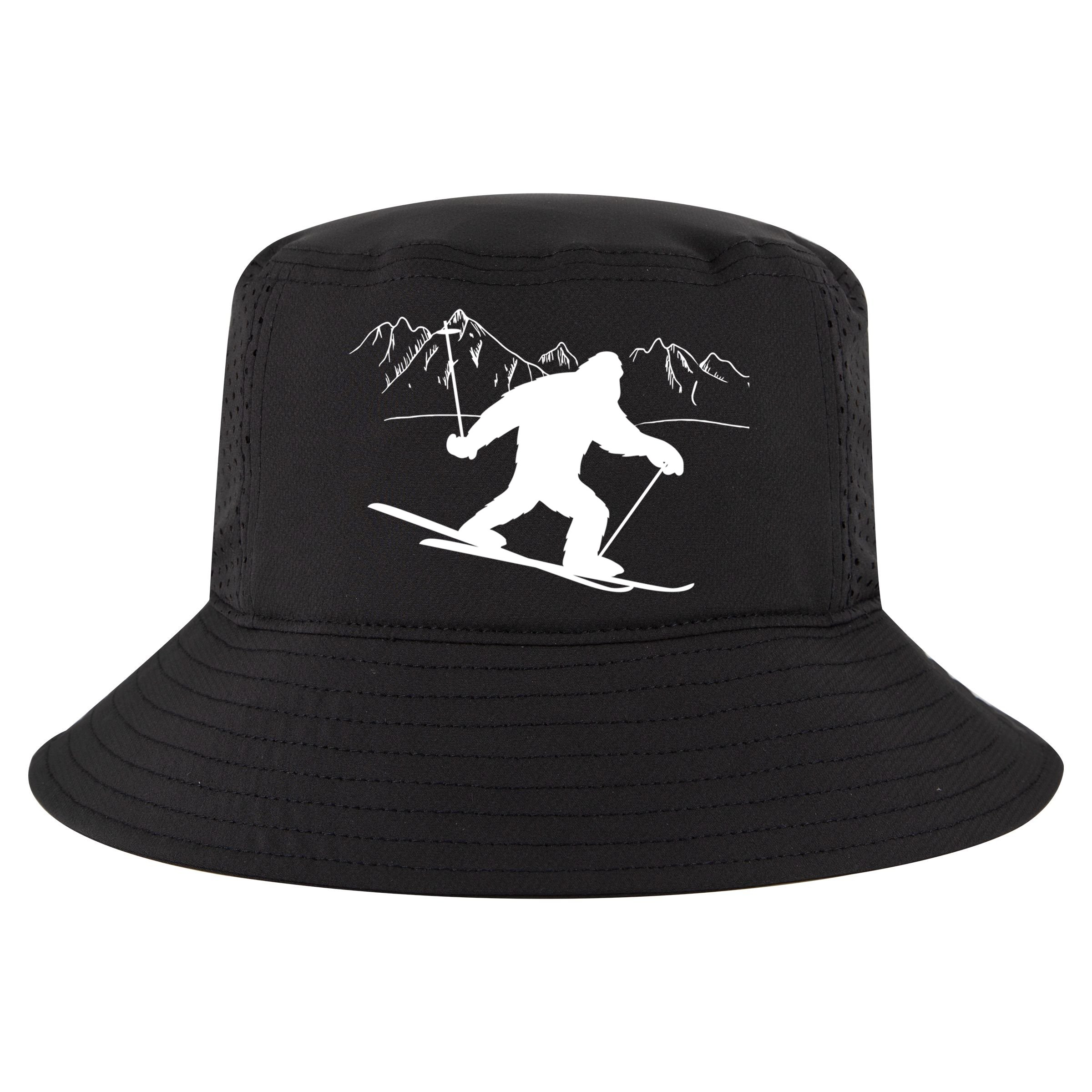 Downhill Snow Skiing Bigfoot Ski Winter Sports Alpine Gift Cool Comfort Performance Bucket Hat