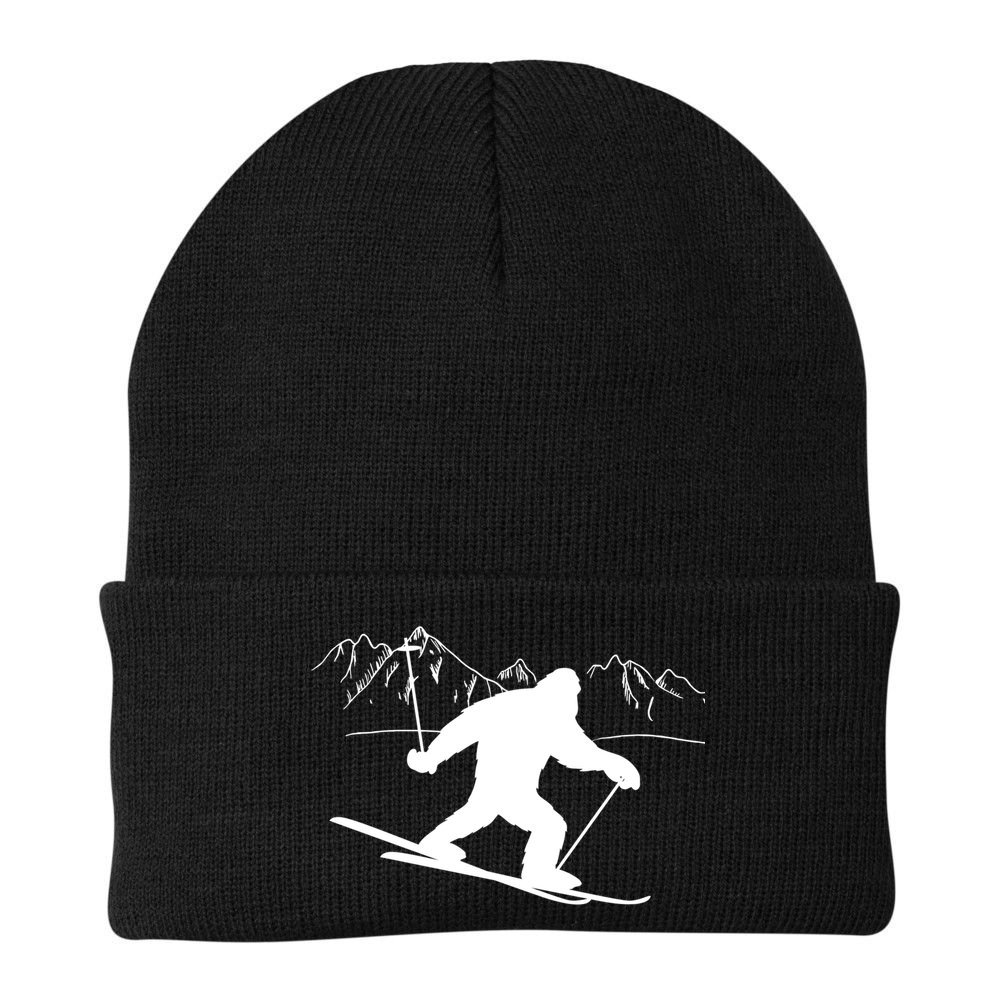 Downhill Snow Skiing Bigfoot Ski Winter Sports Alpine Gift Beanie