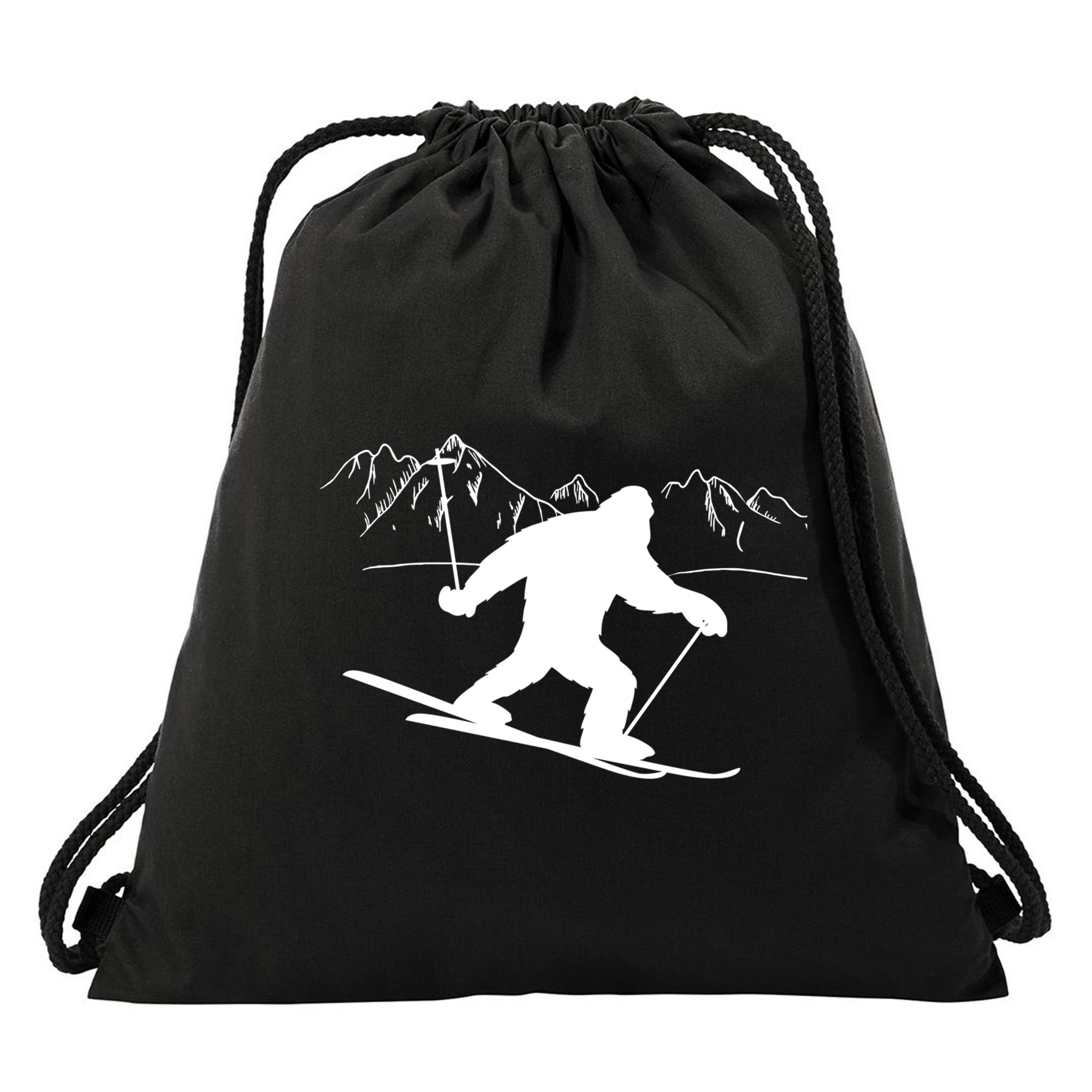 Downhill Snow Skiing Bigfoot Ski Winter Sports Alpine Gift Drawstring Bag