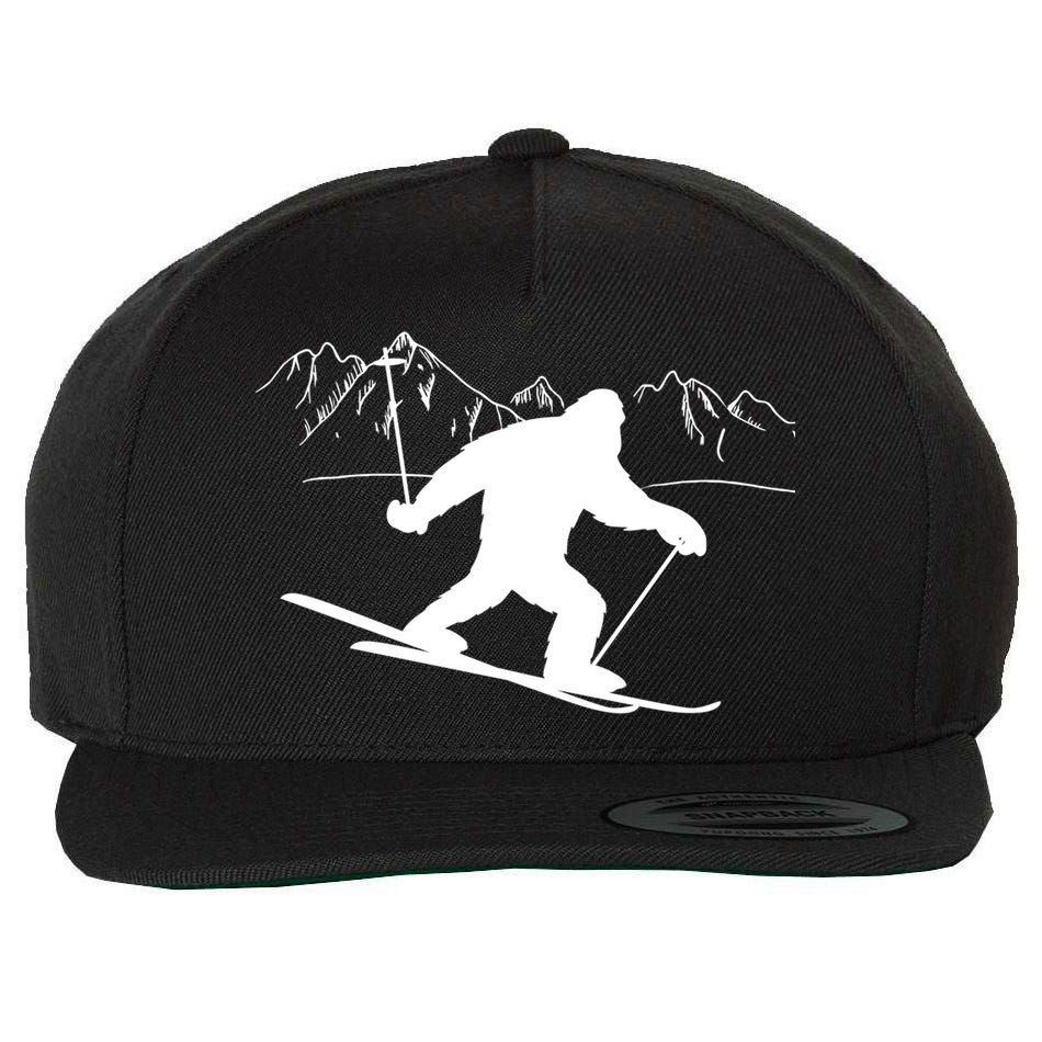 Downhill Snow Skiing Bigfoot Ski Winter Sports Alpine Gift Wool Snapback Cap