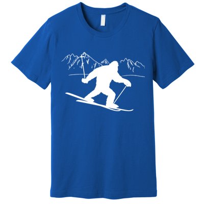 Downhill Snow Skiing Bigfoot Ski Winter Sports Alpine Gift Premium T-Shirt