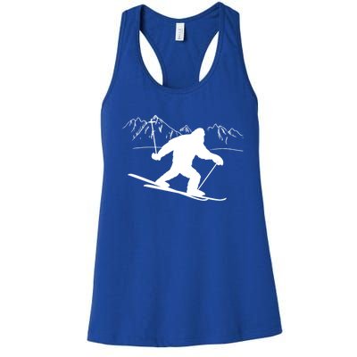 Downhill Snow Skiing Bigfoot Ski Winter Sports Alpine Gift Women's Racerback Tank