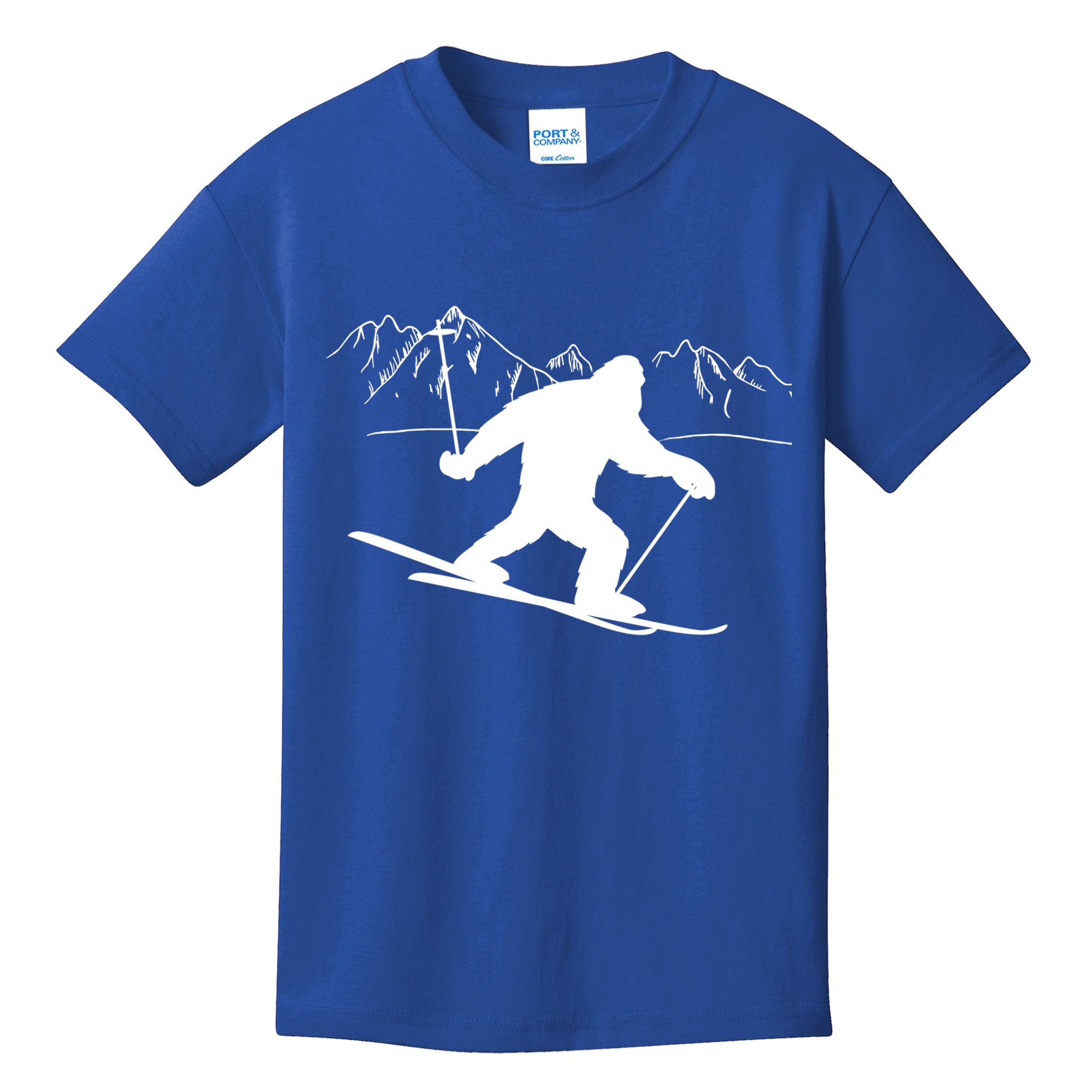 Downhill Snow Skiing Bigfoot Ski Winter Sports Alpine Gift Kids T-Shirt