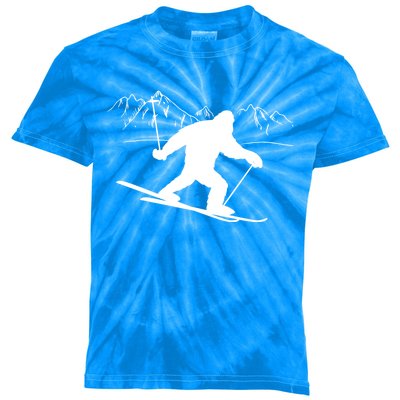 Downhill Snow Skiing Bigfoot Ski Winter Sports Alpine Gift Kids Tie-Dye T-Shirt