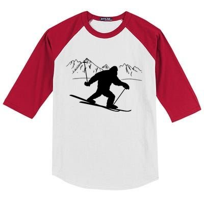 Downhill Snow Skiing Bigfoot Ski Winter Sports Alpine Gift Kids Colorblock Raglan Jersey