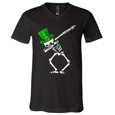 Dabbing Shamrock St Patricks Day Irish Lovers V-Neck T-Shirt