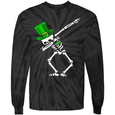 Dabbing Shamrock St Patricks Day Irish Lovers Tie-Dye Long Sleeve Shirt