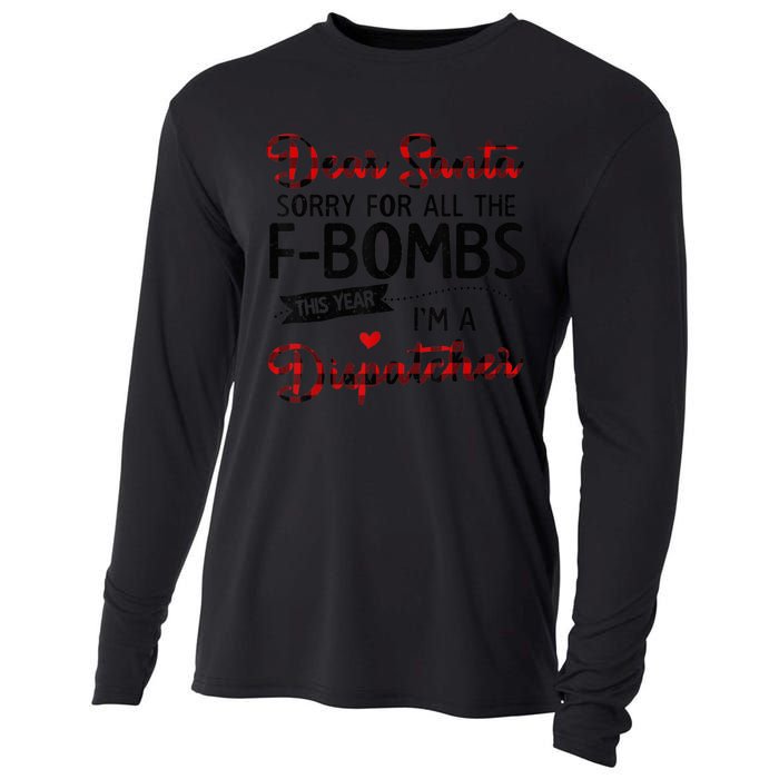 Dear Santa Sorry For All The F-bombs I'm A Dispatcher Plaid Cooling Performance Long Sleeve Crew