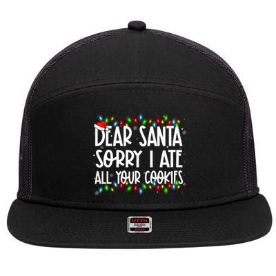 Dear Santa Sorry I Ate All Your Cookies Xmas Family Matching Great Gift 7 Panel Mesh Trucker Snapback Hat