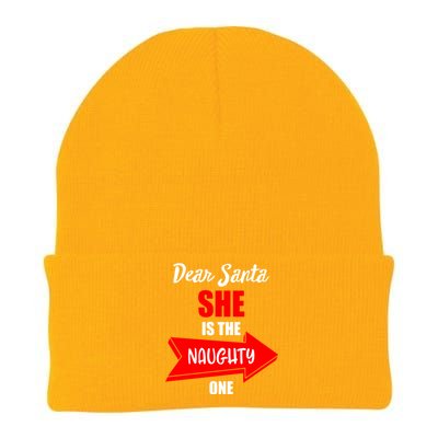 Dear Santa She Is The Naughty One Christmas Gift Knit Cap Winter Beanie