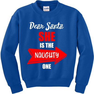 Dear Santa She Is The Naughty One Christmas Gift Kids Sweatshirt