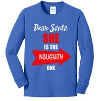 Dear Santa She Is The Naughty One Christmas Gift Kids Long Sleeve Shirt