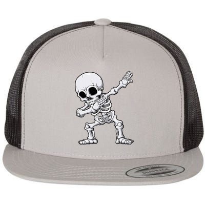 Dabbing Skeleton Skull Rib Cage Dab Dance Flat Bill Trucker Hat