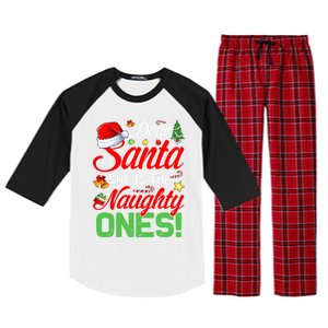 Dear Santa She Is The Naughty One Matching Couples Christmas Cool Gift Raglan Sleeve Pajama Set