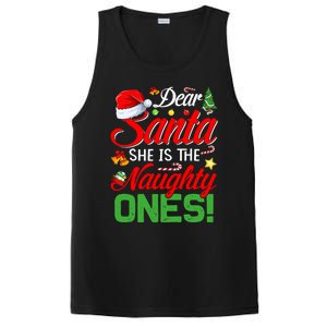 Dear Santa She Is The Naughty One Matching Couples Christmas Cool Gift PosiCharge Competitor Tank