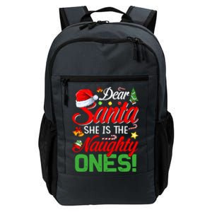 Dear Santa She Is The Naughty One Matching Couples Christmas Cool Gift Daily Commute Backpack