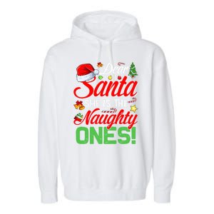 Dear Santa She Is The Naughty One Matching Couples Christmas Cool Gift Garment-Dyed Fleece Hoodie