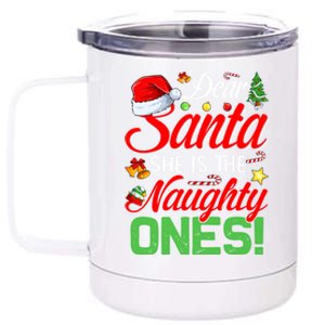 Dear Santa She Is The Naughty One Matching Couples Christmas Cool Gift 12 oz Stainless Steel Tumbler Cup