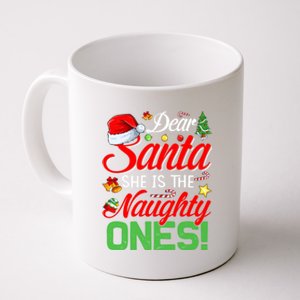 Dear Santa She Is The Naughty One Matching Couples Christmas Cool Gift Coffee Mug