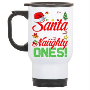 Dear Santa She Is The Naughty One Matching Couples Christmas Cool Gift Stainless Steel Travel Mug