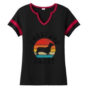 Dachshund Short & Sassy Wiener Dog Doxie Mom Funny Cute Gift Ladies Halftime Notch Neck Tee