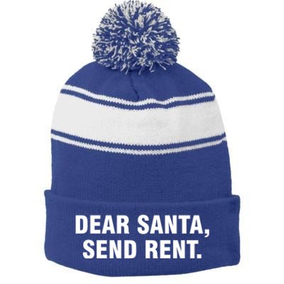 Dear Santa Send Rent Funny Gift Stripe Pom Pom Beanie