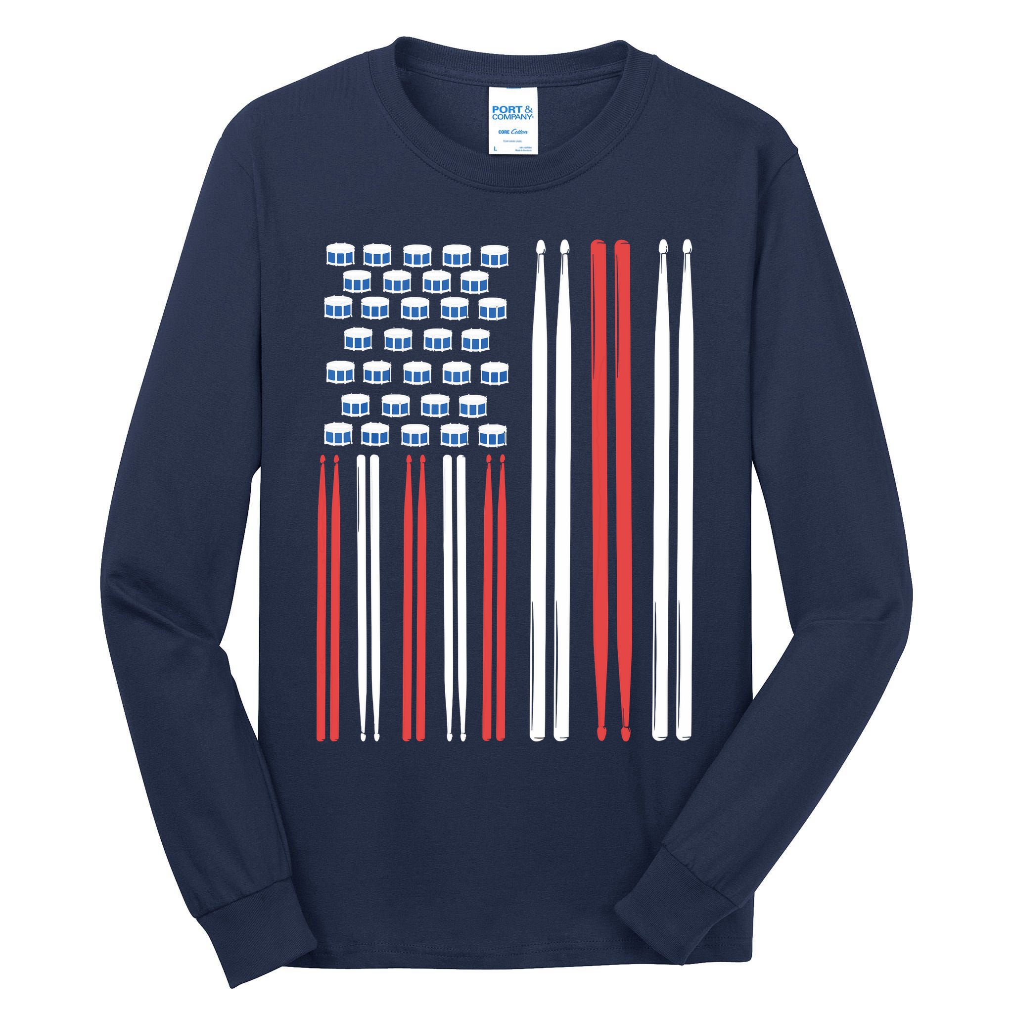 Drum Sticks Shirts Drummer Gift Drumming Percussion Tall Long Sleeve T-Shirt