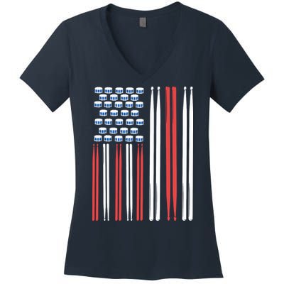 Drum Sticks Shirts Drummer Gift Drumming Percussion Women's V-Neck T-Shirt