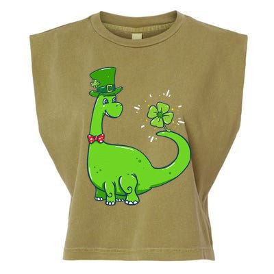 Dinosaur Shamrock St Patrick's Day Garment-Dyed Women's Muscle Tee